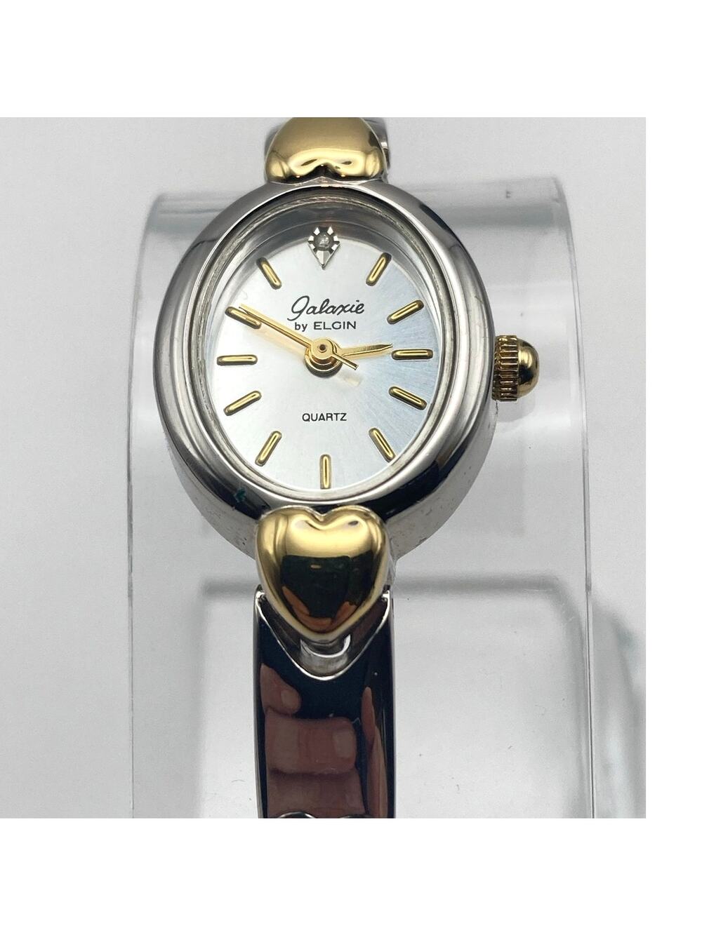 Galaxie by Elgin Women's Heart Band Petite Watch 18mm - New Battery Wrist 6.25"